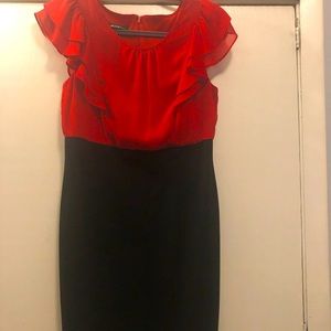 Red and black business dress